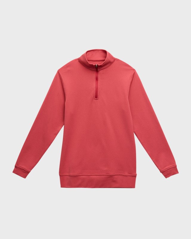 Boy's Perth Pineapple Stitch Long-Sleeve Performance Top, Size XS-X